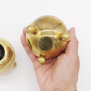 Pair of Brass Round Candle Holders