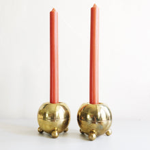 Load image into Gallery viewer, Pair of Brass Round Candle Holders