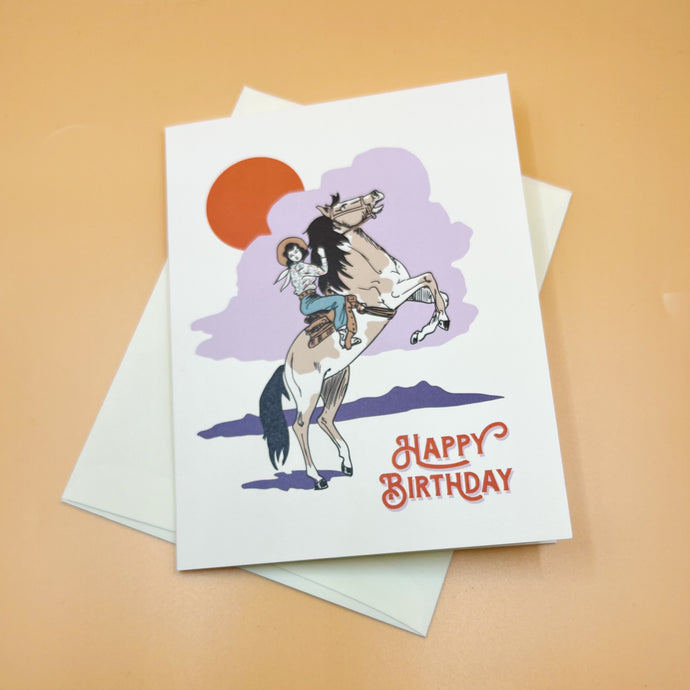 Cowgirl Happy Birthday Greeting Card - Antiquaria