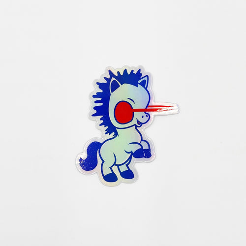 Baby Blue Horse Hologram Sticker - ThemeOne