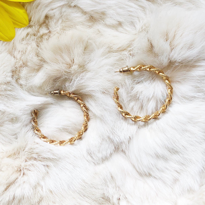 Twisted Gold Hoops - Earrings