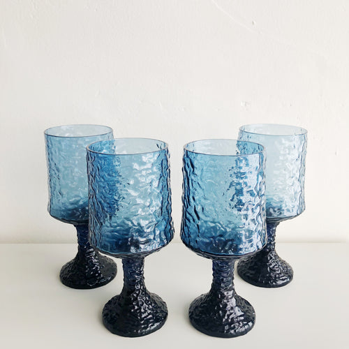 Textured Blue Goblets - Set of 4